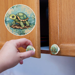 Bouton De Porte En Céramique Tortue Bébé