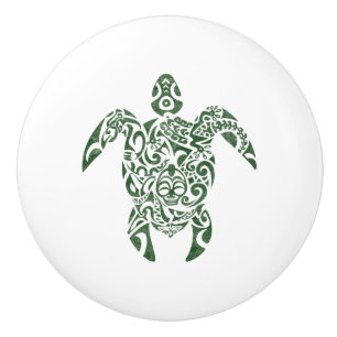 Bouton De Porte En Céramique Tortue de style tribal Letterpress