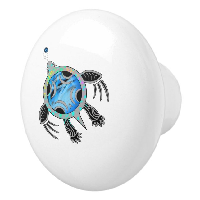 Bouton De Porte En Céramique Tortue marine peinte (Droite)