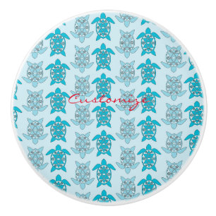 Bouton De Porte En Céramique Tortues bleues nageant Thunder_Cove