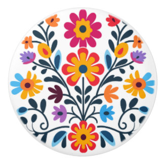 Bouton De Porte En Céramique Touche colorée d'accent floral