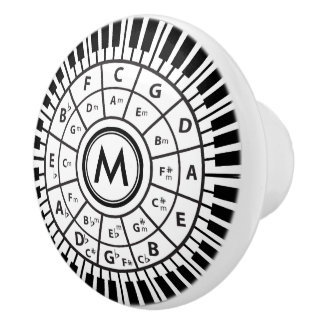 Bouton De Porte En Céramique Touches de piano monogramme Cercle des cinquièmes