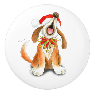 Bouton De Porte En Céramique Toupie d'art pour chien de Noël