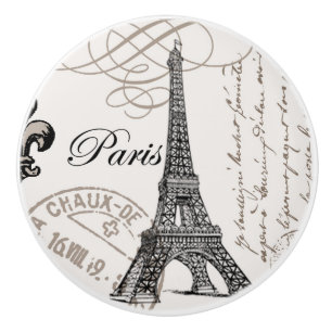 BOUTON DE PORTE EN CÉRAMIQUE TOUR EIFFEL VINTAGE MODERNE
