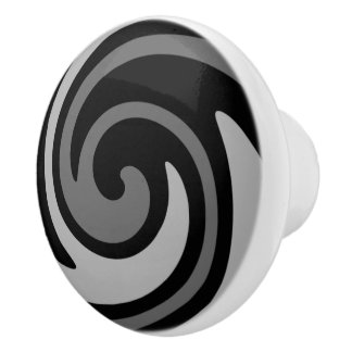 Bouton De Porte En Céramique Tourbillon abstrait noir et gris