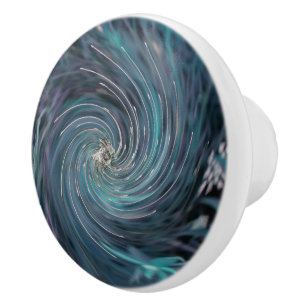 Bouton De Porte En Céramique Tourbillon Cosmique Abstrait Rétro Noir et Sarcell