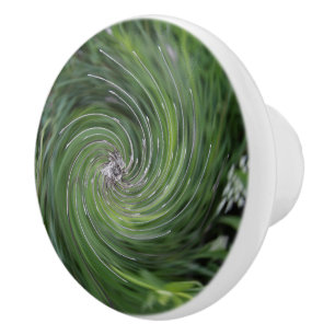 Bouton De Porte En Céramique Tourbillon Floral Vert Chartreuse Rétro Abstrait