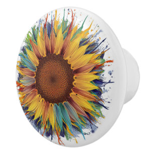 Bouton De Porte En Céramique Tournesol