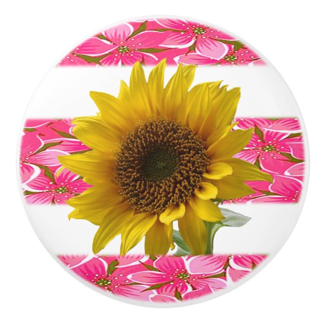 Bouton De Porte En Céramique Tournesol (Devant)