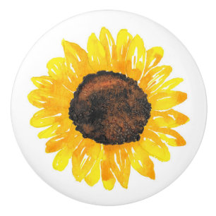 Bouton De Porte En Céramique Tournesol à l'eau peinte à la main 2