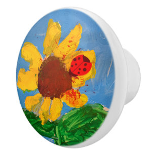 Bouton De Porte En Céramique Tournesol "Art by Kids"