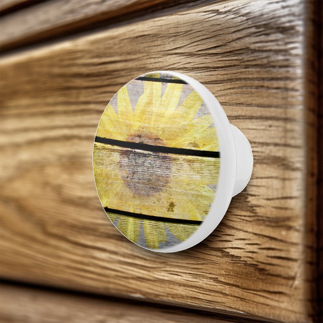 Bouton De Porte En Céramique Tournesol En Bois (Créateur téléchargé)