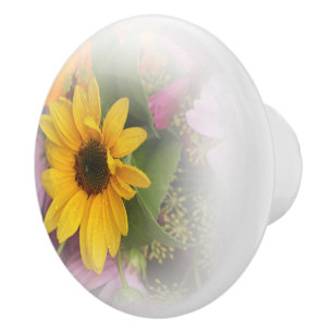 Bouton De Porte En Céramique Tournesol, Été, Jardin, Mystère, Mouette En Cérami