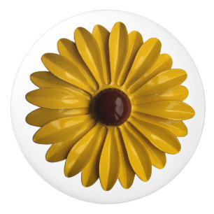 Bouton De Porte En Céramique Tournesol Hippie Daisy Fleur Floral BOHO Jaune
