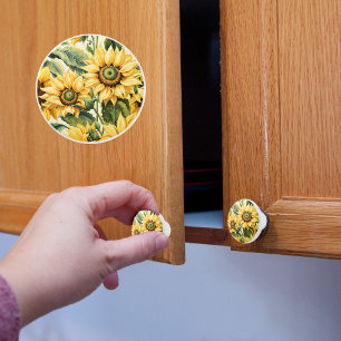 Bouton De Porte En Céramique Tournesols