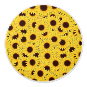 Bouton De Porte En Céramique Tournesols jaunes Floral rustique de campagne
