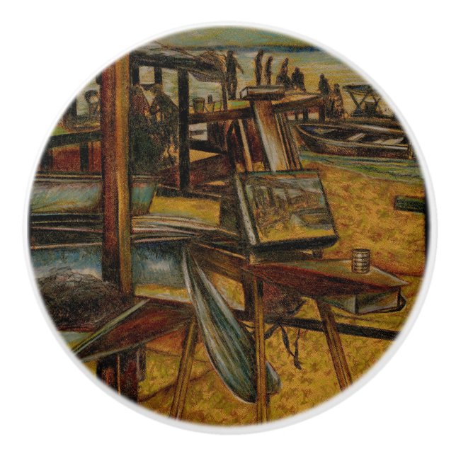 Bouton De Porte En Céramique Toutes les grandes peintures commencent par une br (Devant)