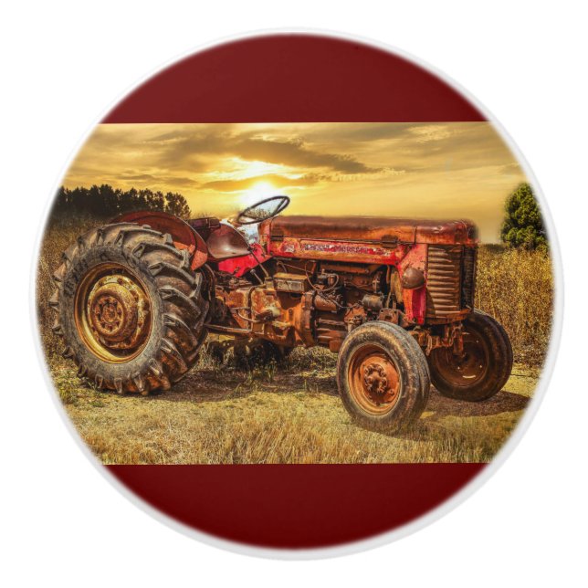 Bouton De Porte En Céramique Traceur de la ferme rouge (Devant)