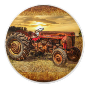 Bouton De Porte En Céramique Traceur de la ferme rouge