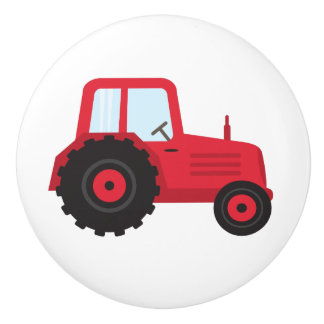 Bouton De Porte En Céramique Tracteur rouge