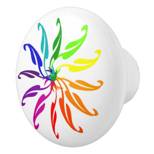 Bouton De Porte En Céramique Traction de tiroir - feuille de roue de couleur