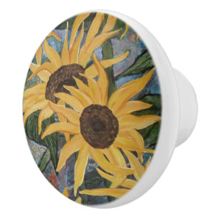 Bouton De Porte En Céramique Traction en céramique/bouton de tournesol