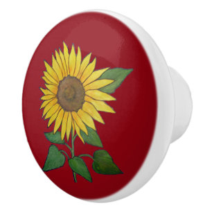 Bouton De Porte En Céramique Traction en céramique/bouton de tournesol de ferm