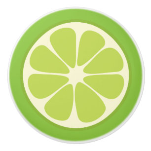 Bouton De Porte En Céramique Tranche juteuse d'agrumes d'été de vert de chaux