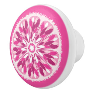 Bouton De Porte En Céramique Tranches d'agrumes Citron rose