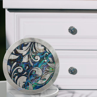 Bouton De Porte En Céramique Travail de défilement de perle sur coquille d'orme