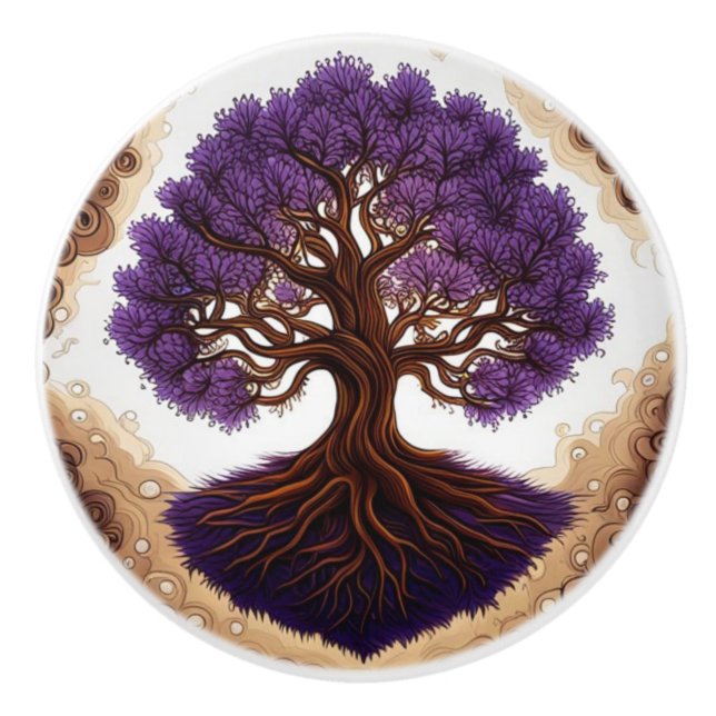 Bouton De Porte En Céramique Tree of Life (Devant)