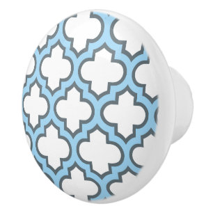Bouton De Porte En Céramique Trellis bleu blanc et bébé, treillis, Quatrefoil