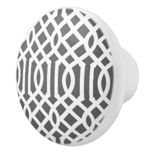 Bouton De Porte En Céramique Trellis gris charbon