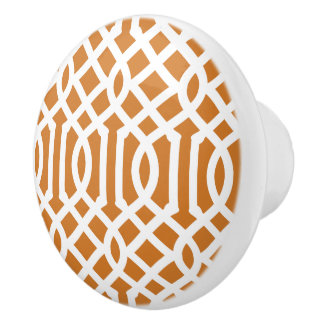 Bouton De Porte En Céramique Trellis Orange Brûlé