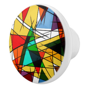 Bouton De Porte En Céramique Triangle Coloré Géométrique Moderne