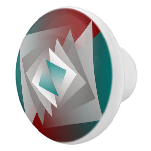 Bouton De Porte En Céramique Triangles turquoises gris bordeaux