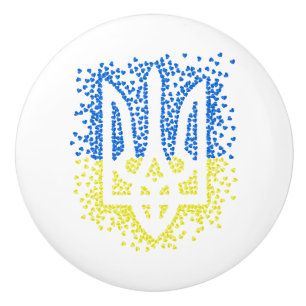 Bouton De Porte En Céramique Trident de l'emblème ukrainien tryzub dispersant l