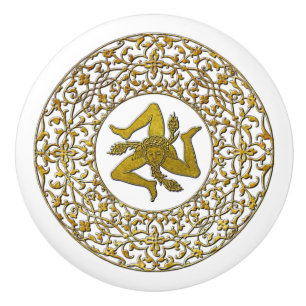 Bouton De Porte En Céramique Trinacria et en filigrane siciliens