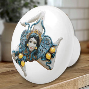 Bouton De Porte En Céramique Trinacria sicilienne Méduse - Symbole de la Sicile