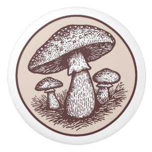 Bouton De Porte En Céramique Trio de champignons de bois