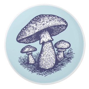 Bouton De Porte En Céramique Trio de champignons des bois