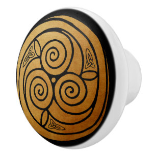 Bouton De Porte En Céramique Triple Celtic Knot Swirl Mandala