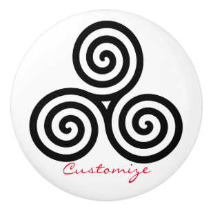 Bouton De Porte En Céramique Triple Spirales Noires Thunder_Cove