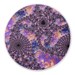 Bouton De Porte En Céramique Trippy Super Boho Colorful Jewel Tone Fractal Art
