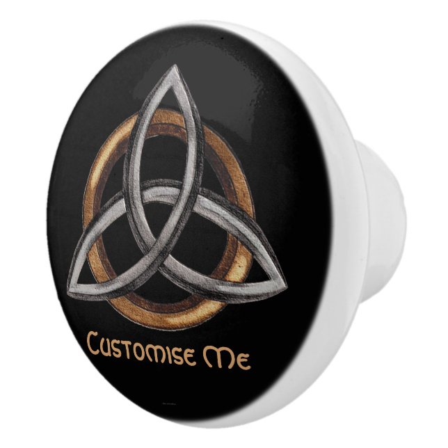 Bouton De Porte En Céramique Triquetra (Brown/Argent) (Droite)