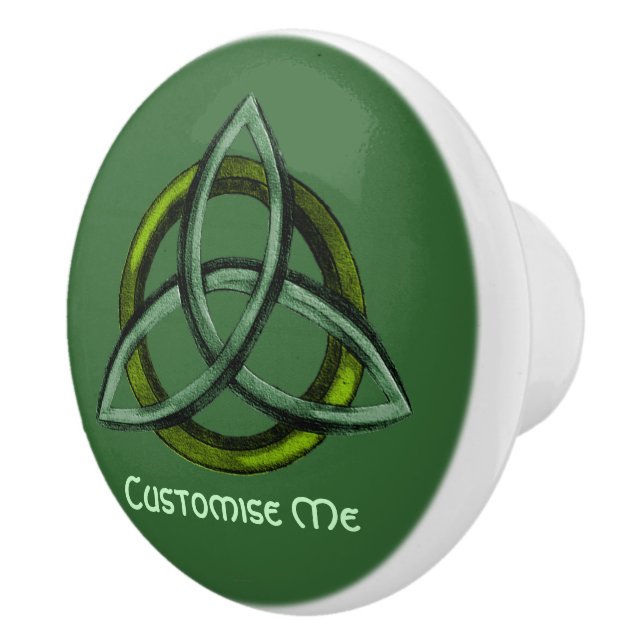 Bouton De Porte En Céramique Triquetra (vert) (Droite)
