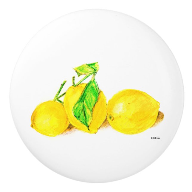 Bouton De Porte En Céramique trois citrons (Devant)