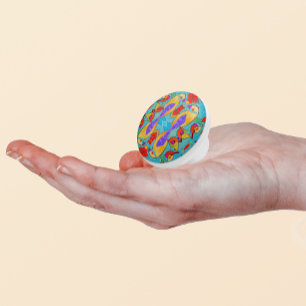 Bouton De Porte En Céramique Tropical Birds in Stained Glass - Colorful Mosaic