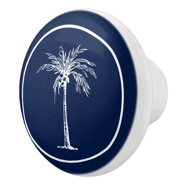 Bouton De Porte En Céramique Tropical Blue Palm Tree personnalisé (Droite)
