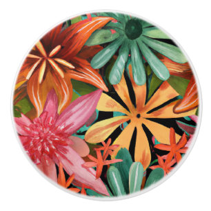 Bouton De Porte En Céramique tropical/hawaïen/floral/fleur